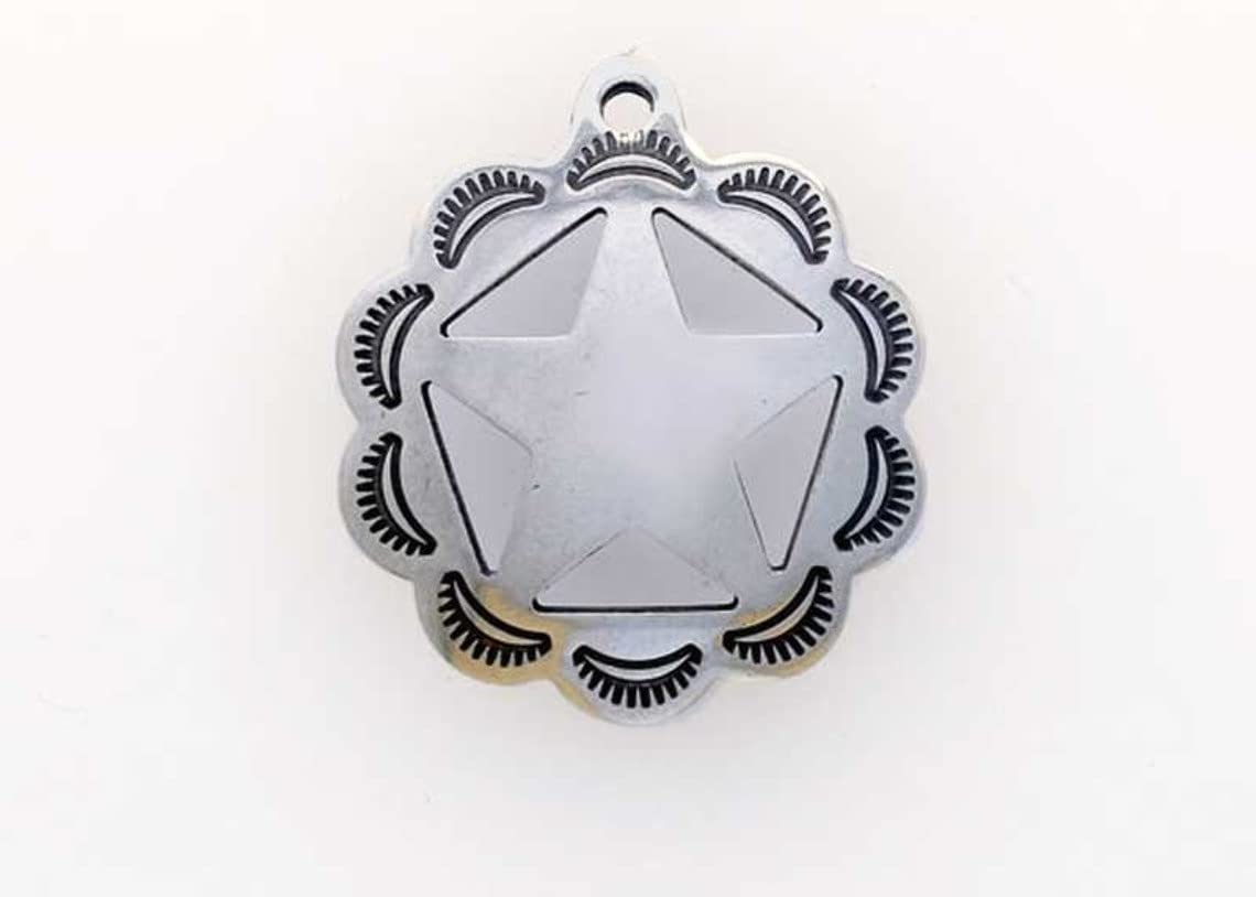 Sterling Silver Concho Bordered Star Pendant - Western & Southwestern Style Leather Conchos for Jewelry Making - Perfect for Necklaces, Bracelets, and Western Fashion Accessories