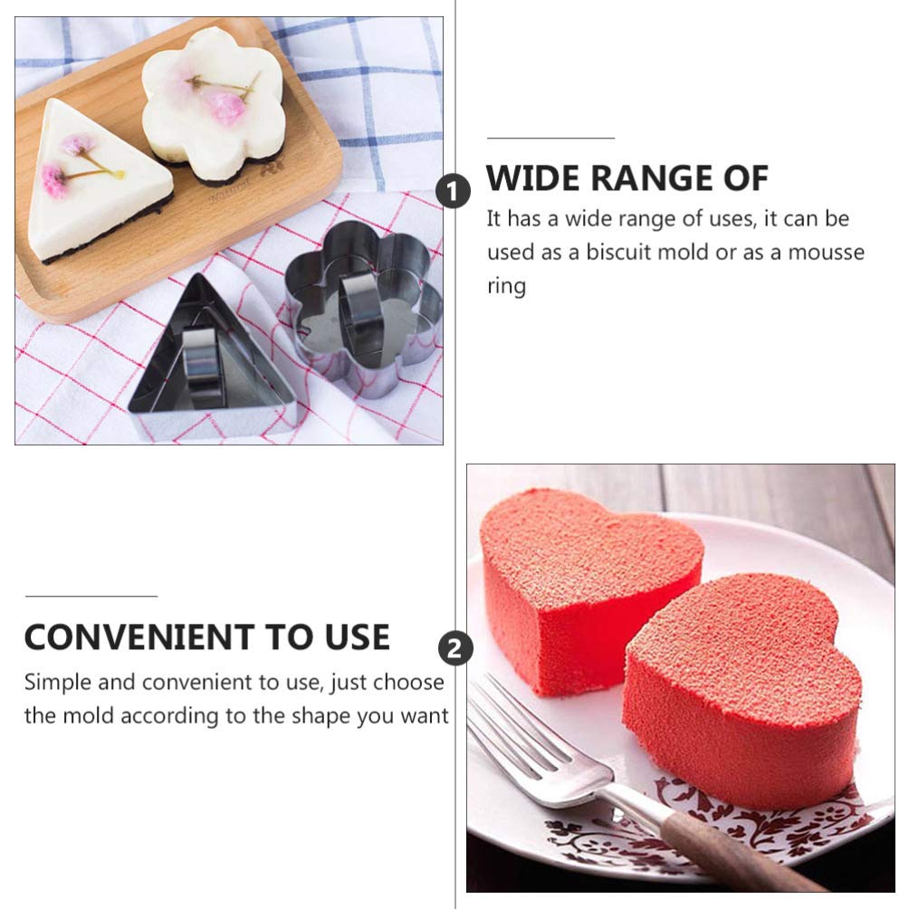 5-Piece Stainless Steel Biscuit Molds with Push Plate - Cookie & Cake Baking Tools for Perfect Desserts, Pastries, Mousse Rings - Ideal for Home Bakers & Professional Chefs