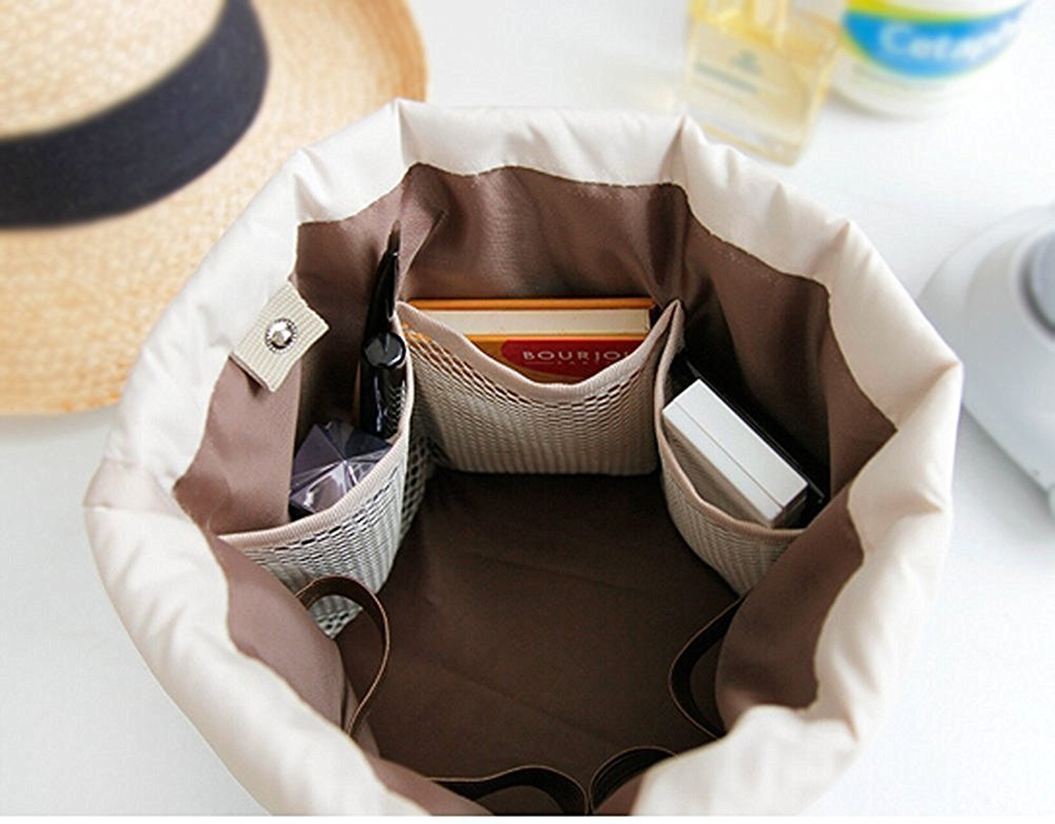 POXEFLIP Travel Cosmetic Storage Pouch - Waterproof Drawstring Makeup Bag for Women, Multi-Functional Organizer for Toiletries & Beauty Essentials - Perfect for Travel, Gym, and Daily Use