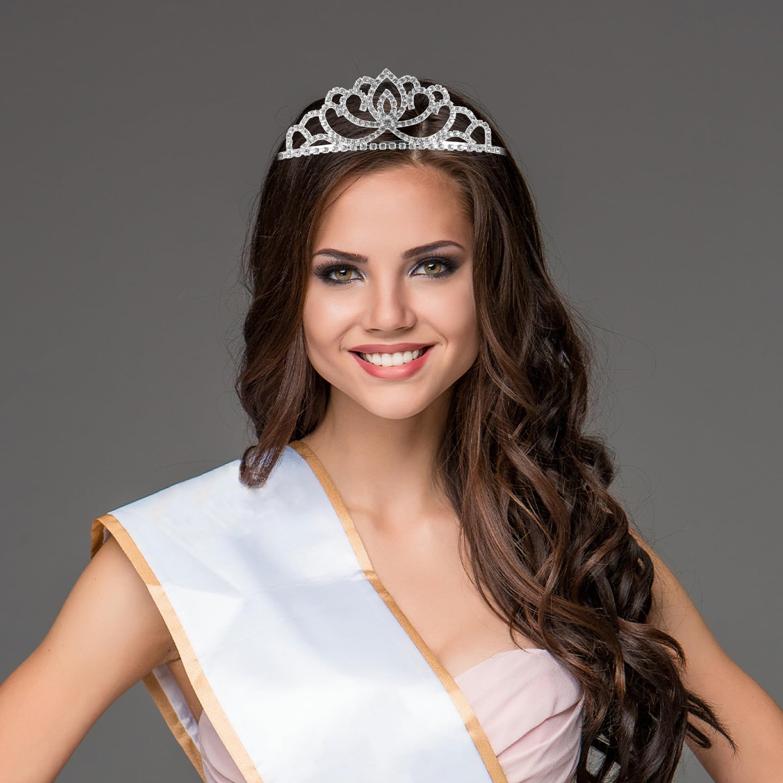Lurrose 2 Pack Crystal Tiara Crown Headband - Elegant Princess Tiaras for Women, Brides, Birthday Parties, Prom, Pageants & Special Occasions