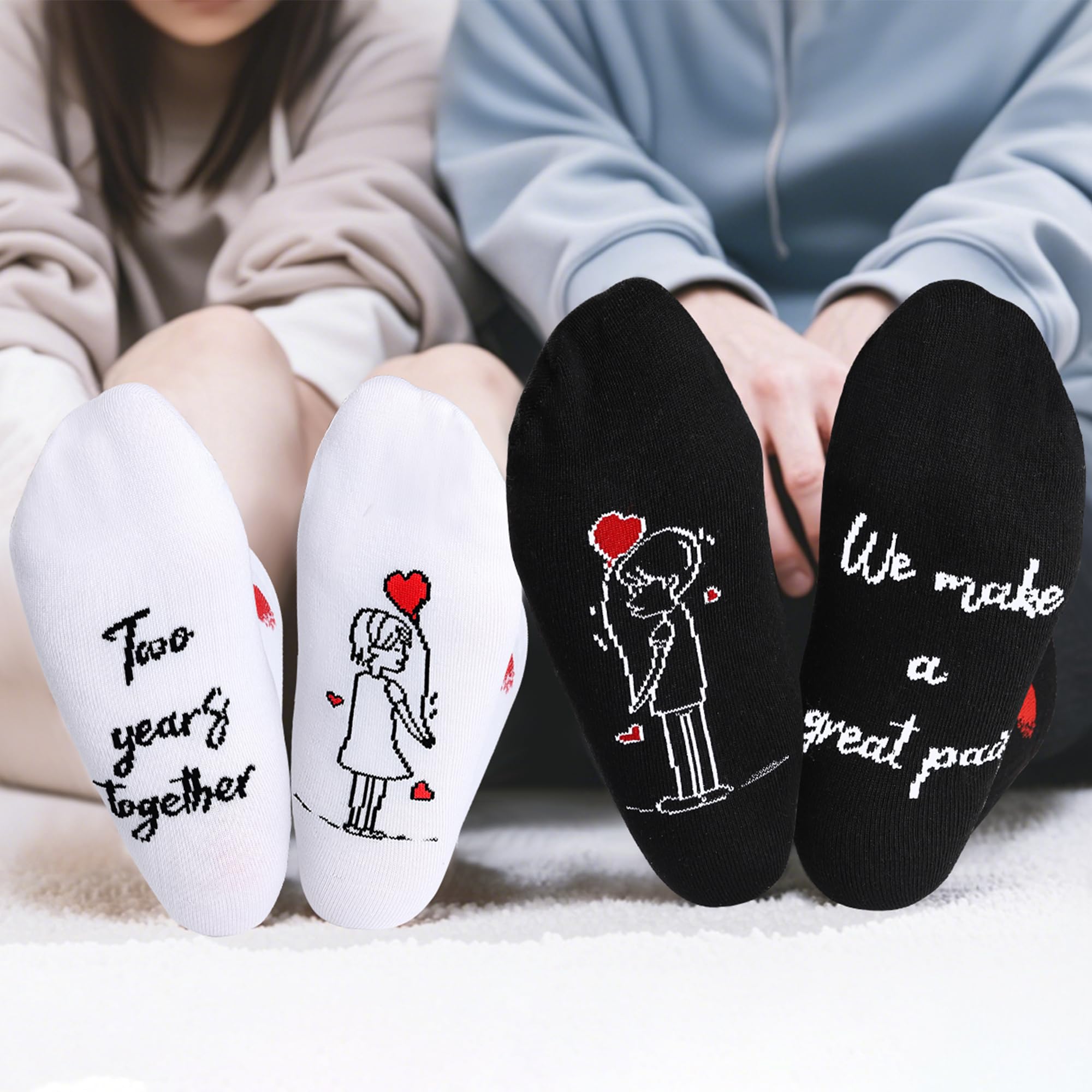 2nd Anniversary Cotton Socks Gift Set for Couples - Romantic Pair with Card & Box for Him & Her - Perfect for Anniversaries & Special Occasions