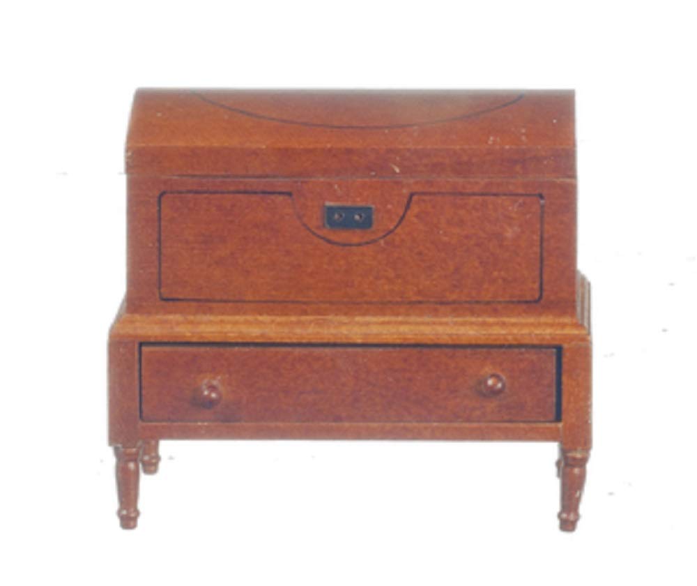 1:12 Scale Miniature Walnut Lincoln Dome Dollhouse Chest #T6745 - Perfect for Dollhouse Decor, Collectibles, and Model Scenes