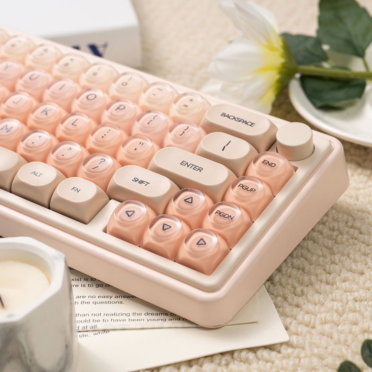 Custom PBT+PC Spherical Keycaps for Mechanical Keyboards - Cute Girl Theme, Hot Sublimation Design - Perfect for Gaming, Typing & Custom Keyboard Builds