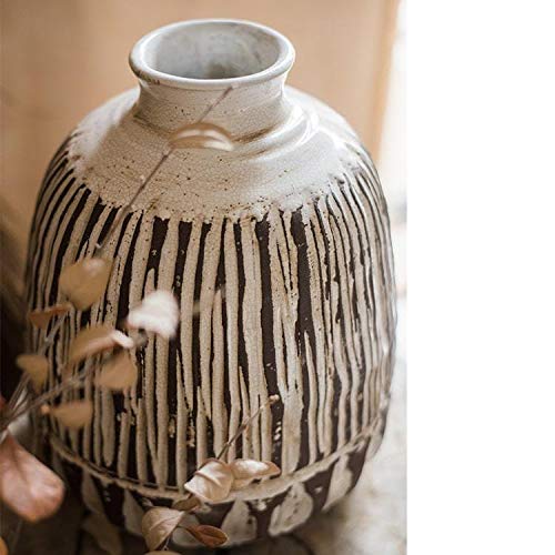 Handcrafted Rustic Brown Ceramic Vase - Farmhouse Home Decor for Centerpieces, Wedding Decor, and Living Room Accents