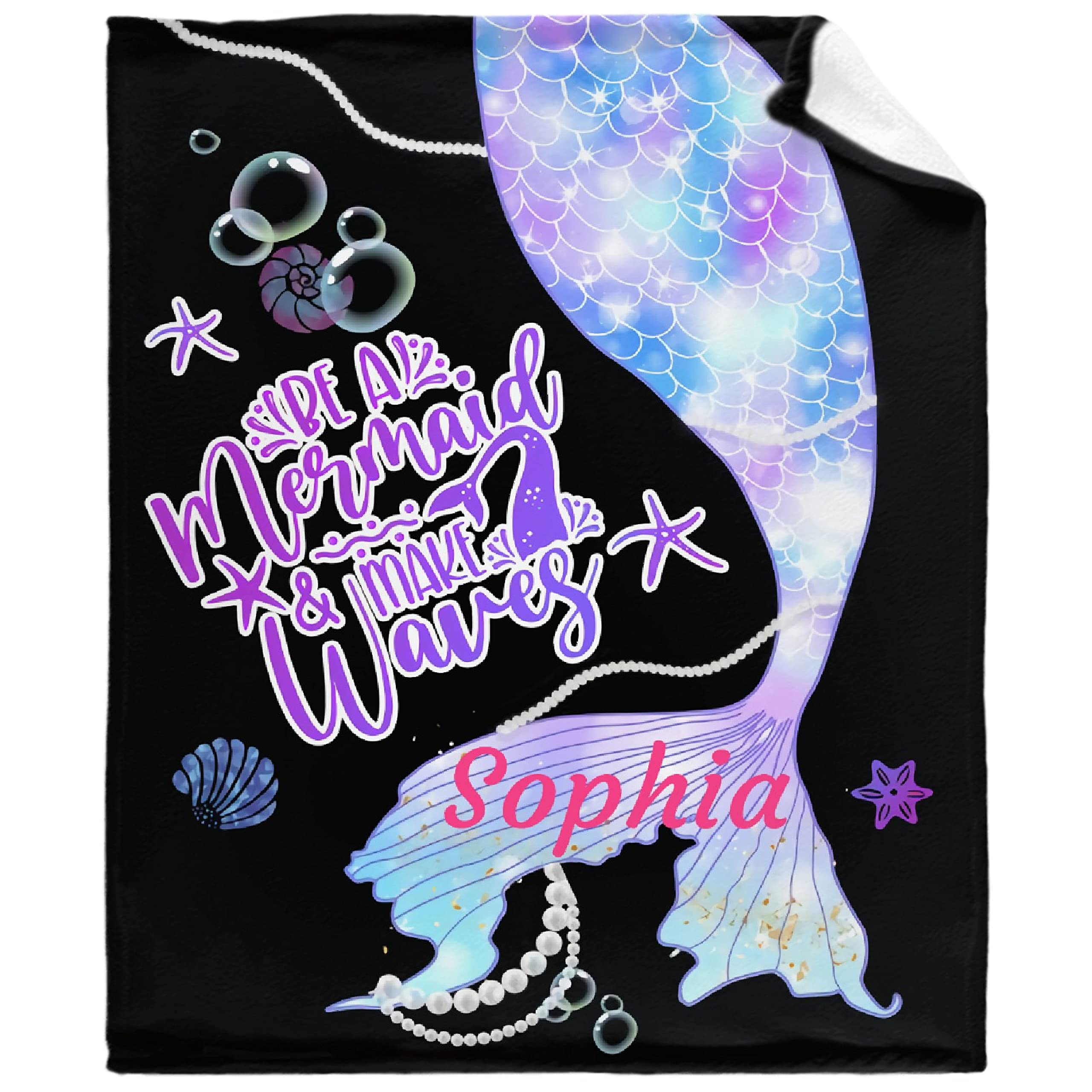Personalized Baby Blankets for Girls & Boys - Custom Name Embroidered Mermaid Blanket - Soft Fleece Cozy Throw for Newborns & Toddlers - Perfect for Nursery, Gift Giving & Family Cuddle Time