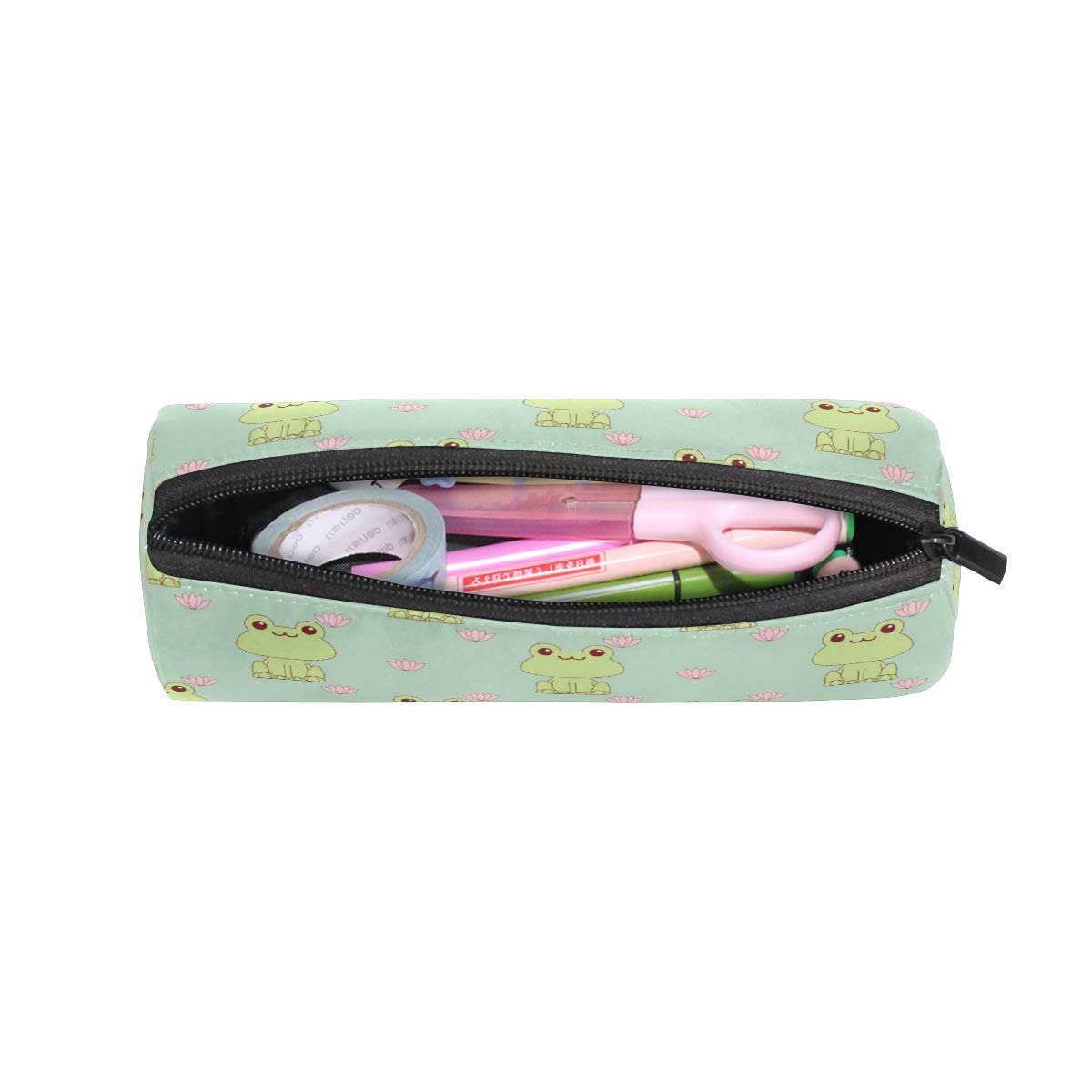 Cute Frog Flower Pencil Case with Zipper - Animal-Themed School Supply Pouch for Pens, Stationery & Makeup | Perfect for Students, Teens & Office Use | School, Work & Travel Organizer