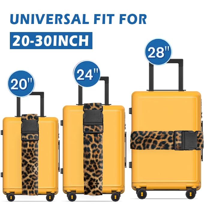 Premium Adjustable Luggage Straps for Suitcases - Heavy Duty Travel Belt with Quick-Release Buckle - Luxury Brown Leopard Pattern - Perfect for Air Travel, Vacation & Business Trips