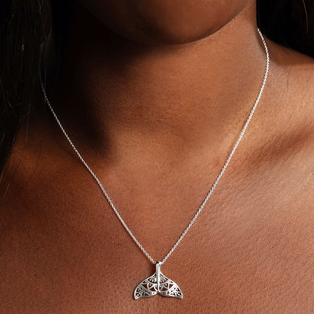 Mandala Dolphin Tail Necklace - Boho Ocean Jewelry for Women, Handmade Sterling Silver Pendant, Perfect for Beach Vacations & Spiritual Healing