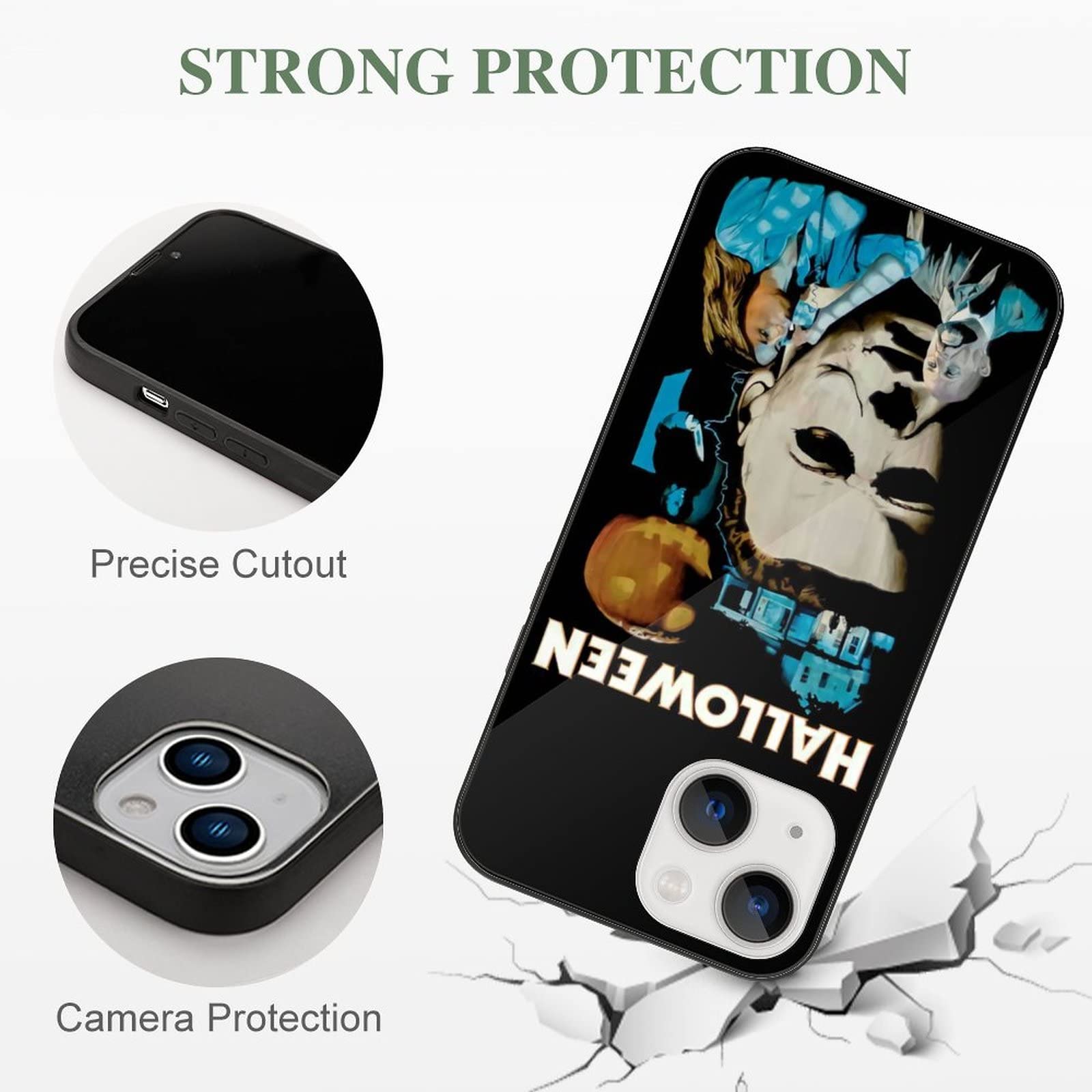 Premium Glass Case for iPhone 13 - Full Body Protection with Halloween Michael Myers Design - Shockproof Drop Protection - Perfect for Halloween Parties, Cosplay Events & Horror Movie Fans