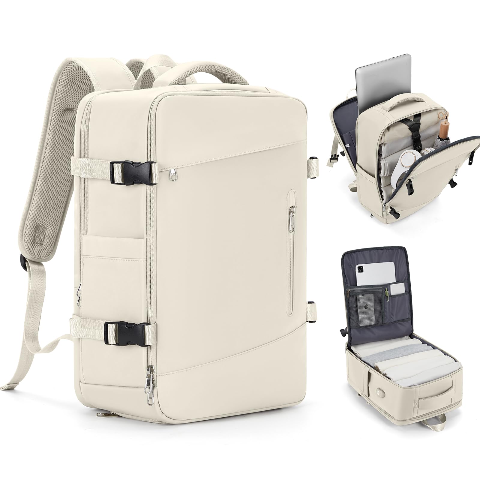 WONHOX Waterproof Travel Backpack for Women & Men - Laptop Backpack with Shoe Compartment & USB Charging Port - Lightweight Carry On Backpack for Hiking, Business Trips & Airplane Travel