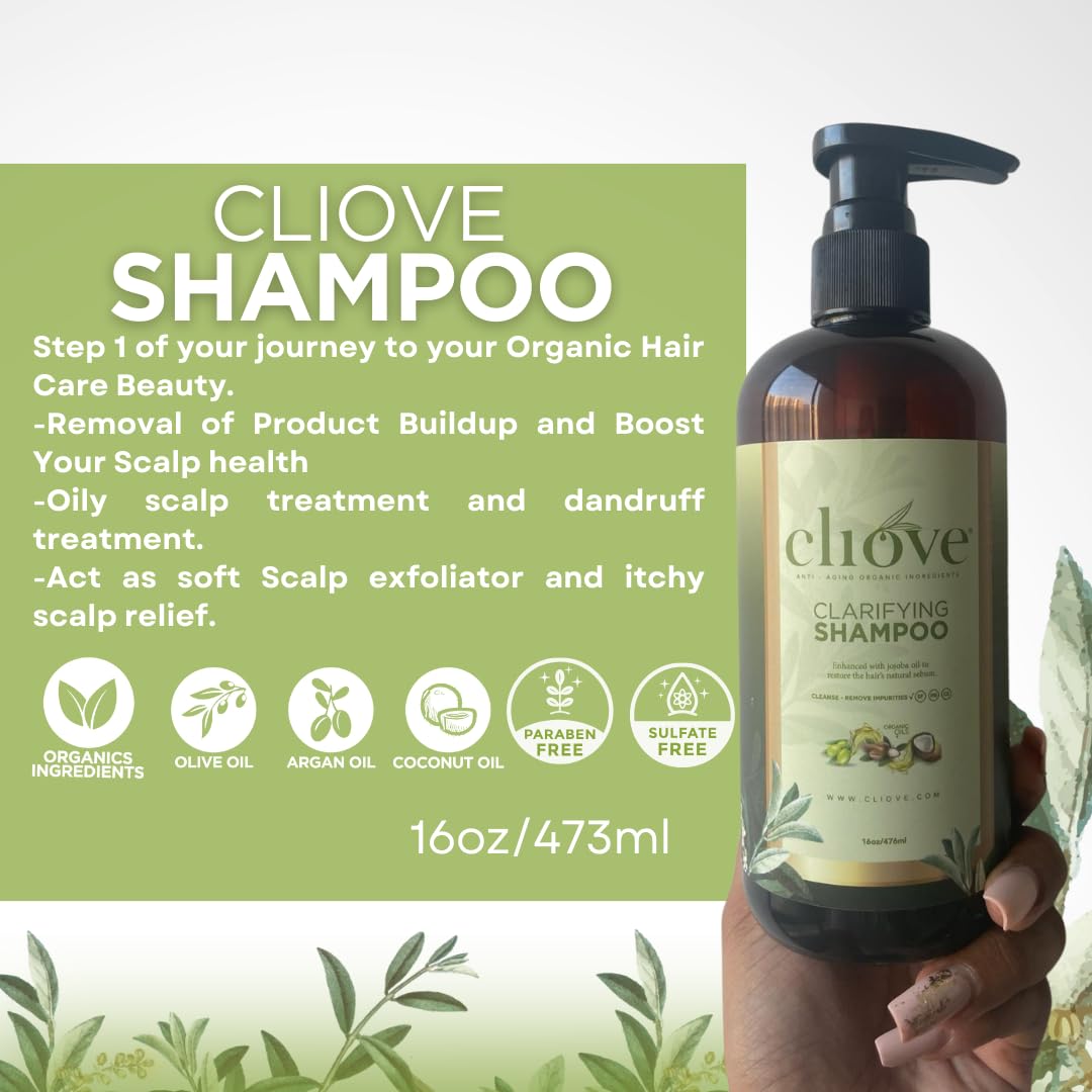 Clean & Pure Clarifying Shampoo for Curly, Oily & Damaged Hair - Sulfate-Free Deep Cleansing & Detox Formula (16oz) | Perfect for Daily Use & Hair Recovery