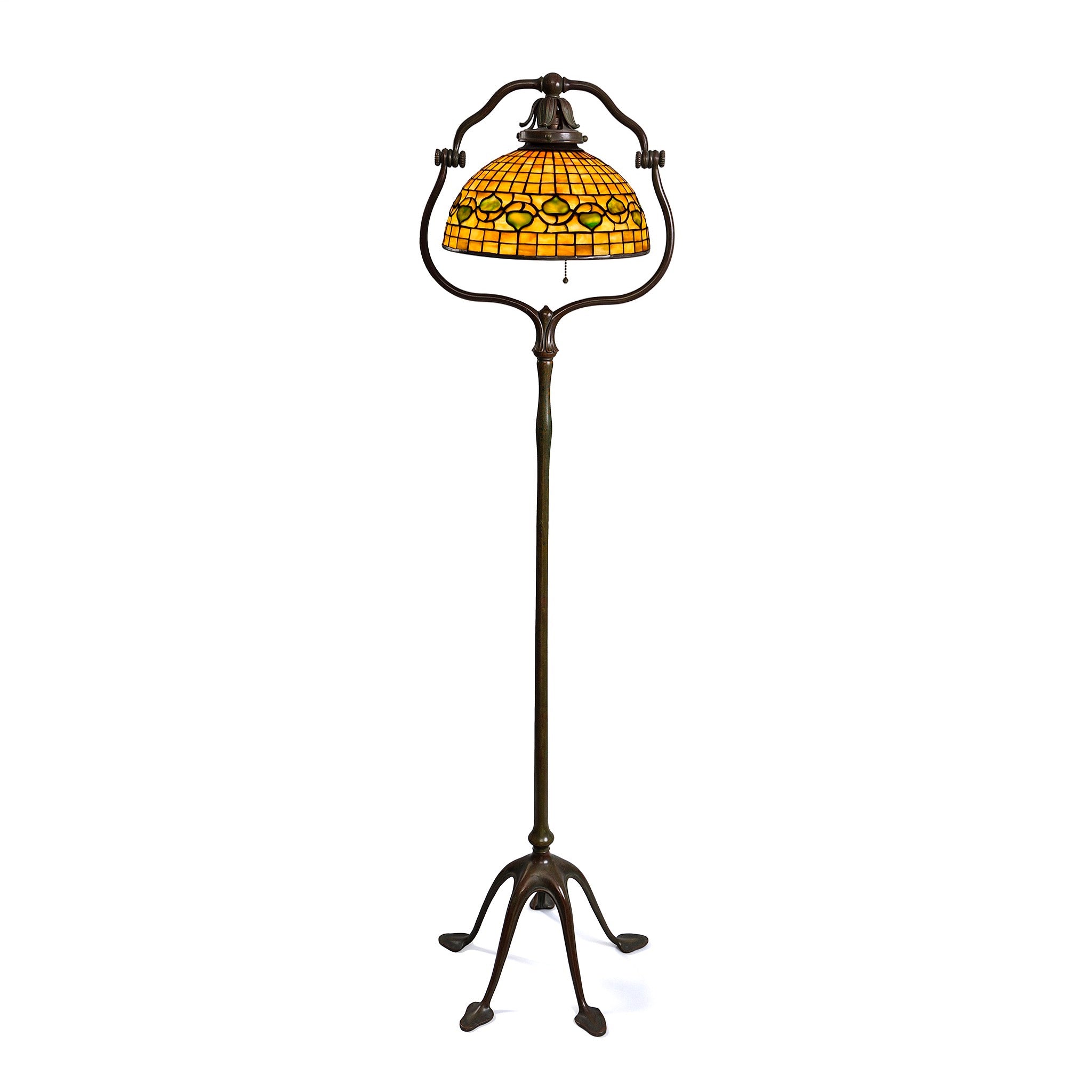 Tiffany Studios New York Vine Border Floor Lamp - Antique Stained Glass Lighting for Home & Office Decor - Perfect for Living Room, Bedroom, or Study