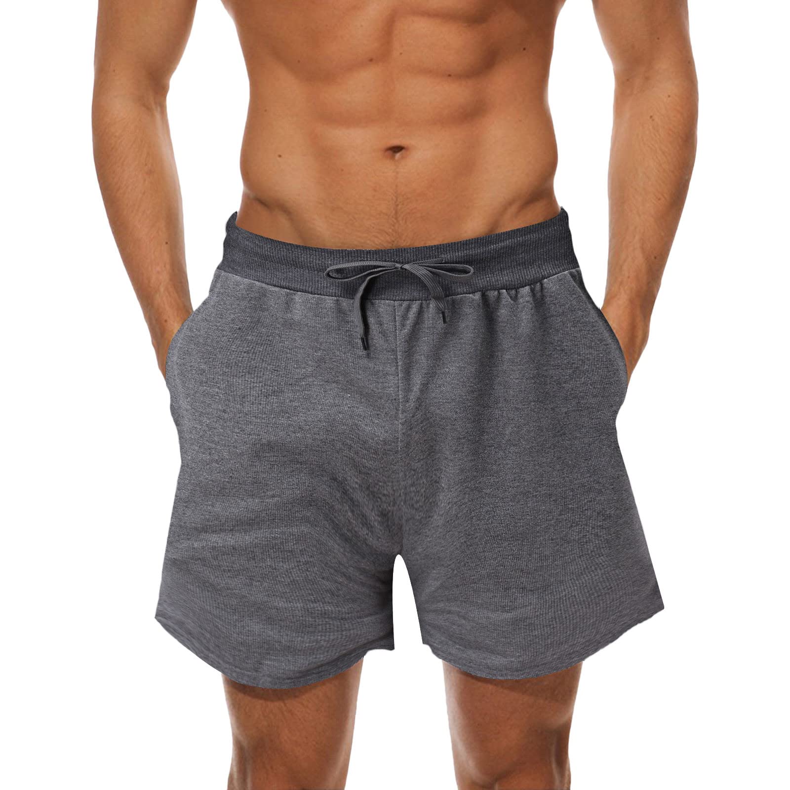 Men's Cotton Beach Shorts - Athletic Summer Relaxed Fit Workout Running Shorts with Drawstring & Pockets | Casual Wear, Gym, Swimming, Vacation