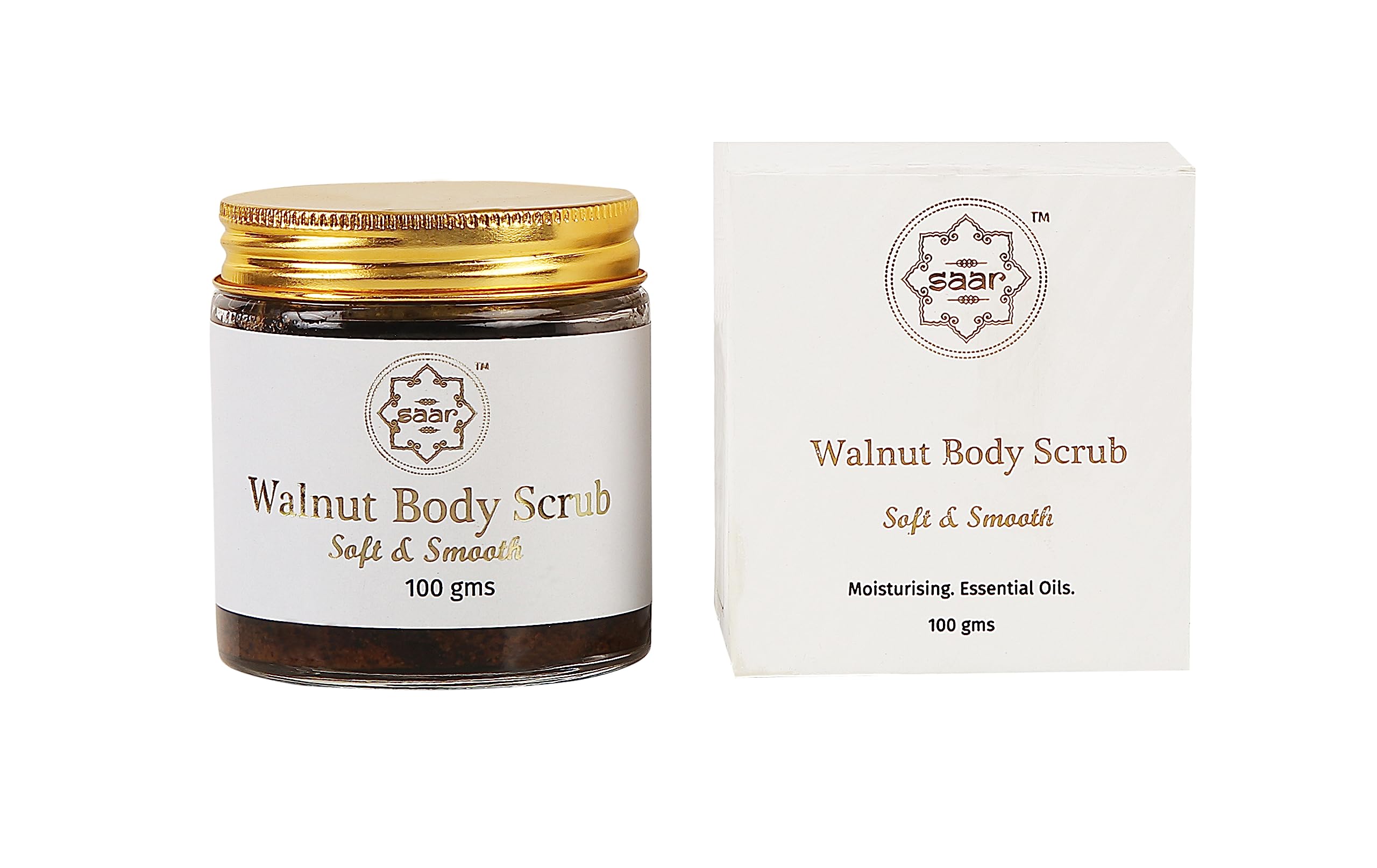 Pure Organic Natural Undiluted Walnut Body Scrub - Gently Exfoliates Dead Skin for Glowing & Smooth Skin | Relaxing Aromatherapy | 100g Jar - Perfect for Spa Days & At-Home Self-Care