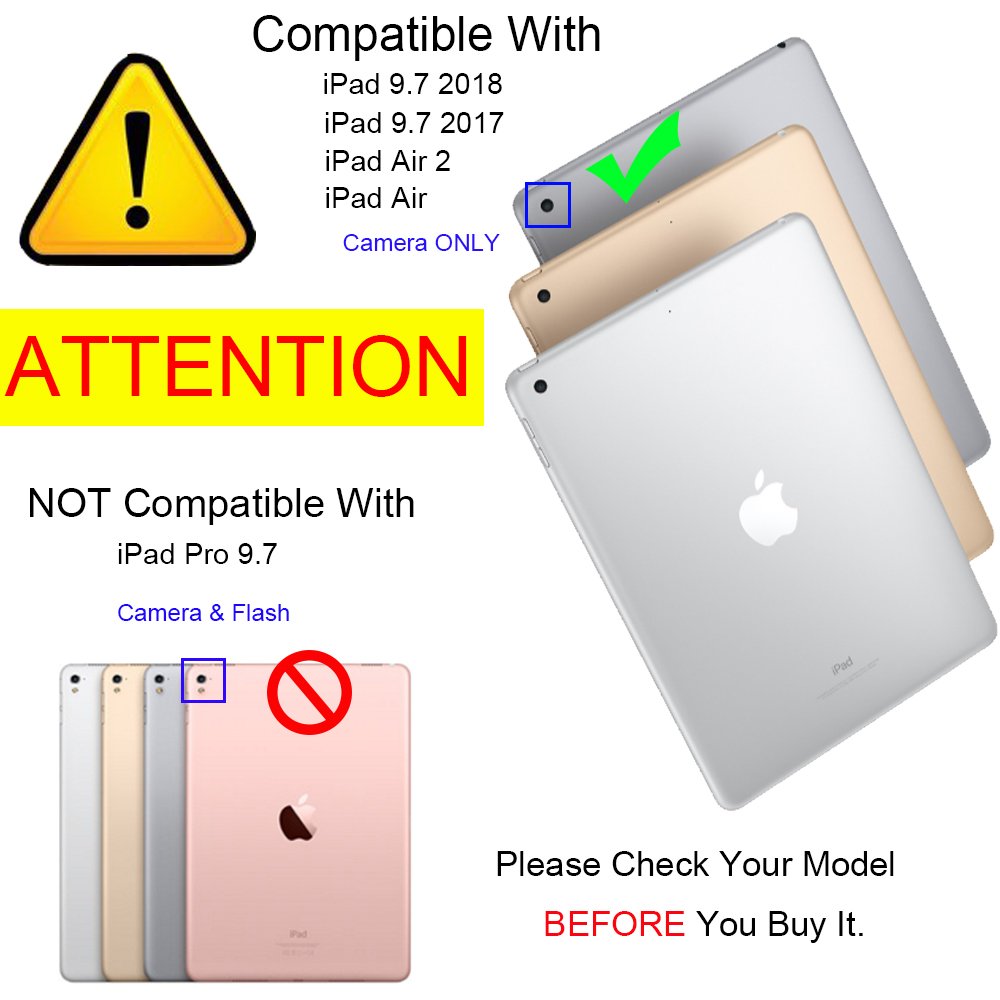 Premium PU Leather iPad 9.7 Inch Case (2018/2017/Air 2/Air 1) - Shockproof Corner Protection & Scratch-Resistant Smart Cover with Auto Sleep/Wake - Patriotic American Flag Design - Perfect for Work, Travel & Home Use