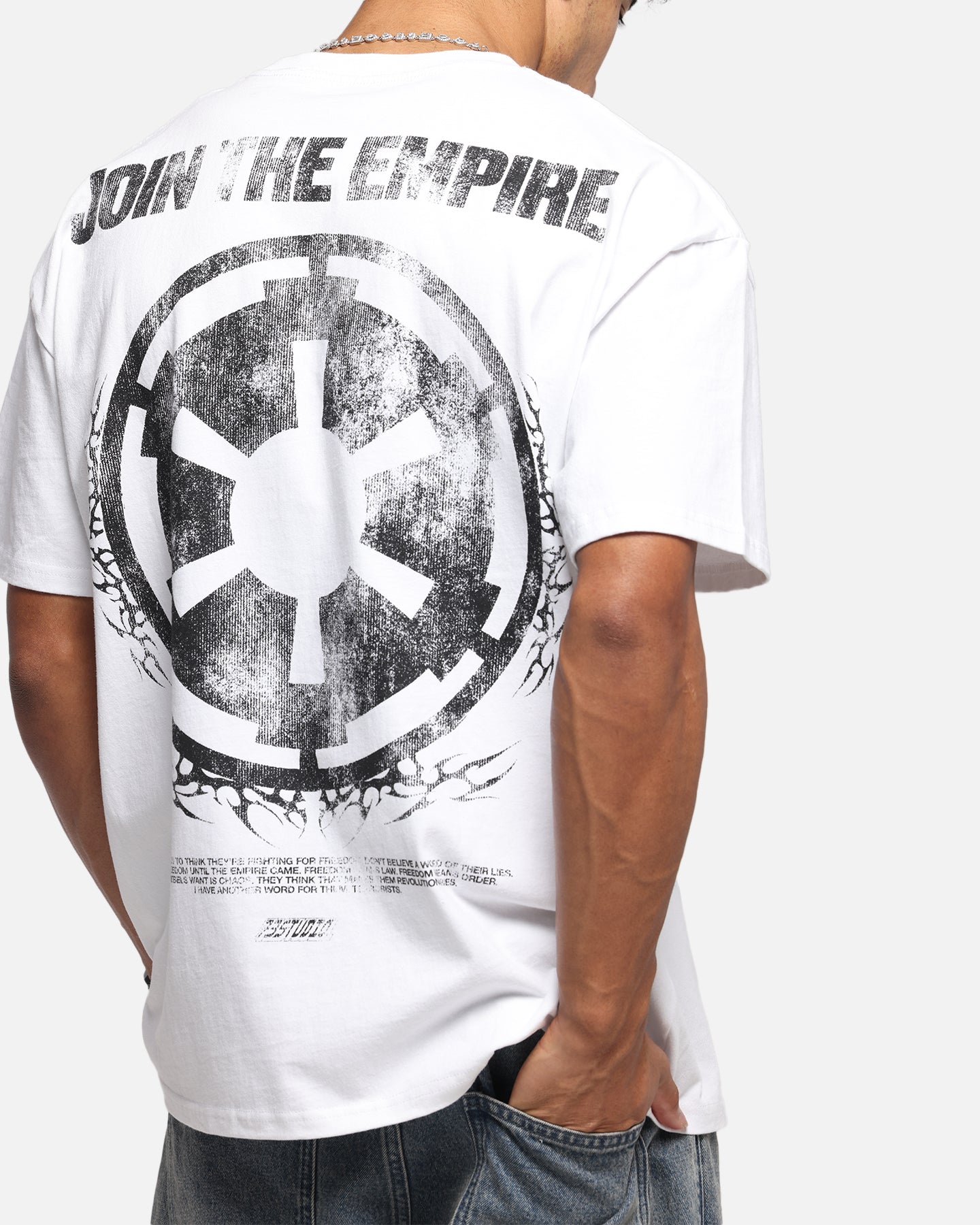 73 Studio Star Wars Join The Empire Vintage T-Shirt - White Cotton Graphic Tee for Men, Women - Perfect for Cosplay, Comic Con & Star Wars Fans