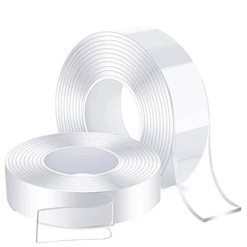 Double Sided Carpet Rug Tape (20FT) - 2 Pack Heavy Duty Adhesive Strips for Rugs, Posters & Wall Mounting | Reusable & Removable Transparent Tape | Perfect for Home, Office & Dorm Room Flooring Solutions