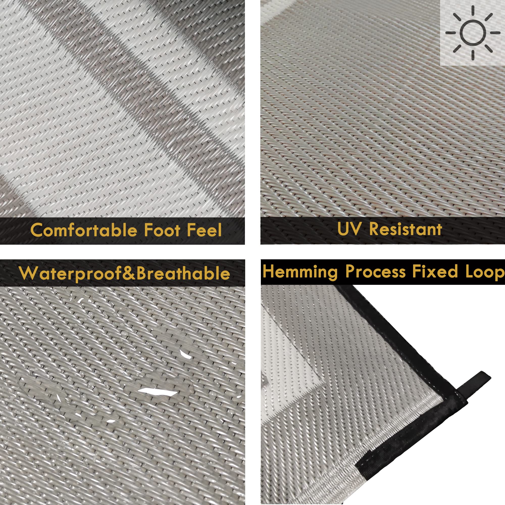 RURALITY 5x8 Outdoor Rugs - Waterproof Reversible Patio Mat for Deck, Porch, Backyard & Balcony - Durable Plastic Straw Geometric Design - Perfect for Outdoor Entertaining, Lounging & Decor