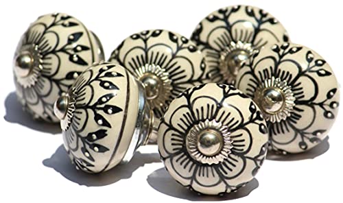 Black and White (Beige) Flower Design