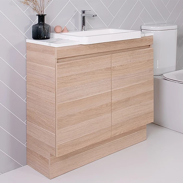 ADP Glacier Pro Semi Recessed All Door Trio Vanity with Solid Surface Top - Perfect for Modern Bathroom Renovations & Home Upgrades