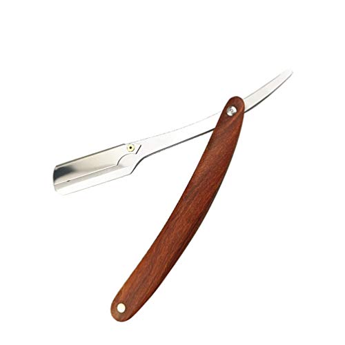 HEALLILY Vintage Wood Handle Straight Razor - Stainless Steel Manual Shaving Razor for Men, Barber & Grooming - Perfect for Home Shaving, Beard Trimming & Professional Salon Use