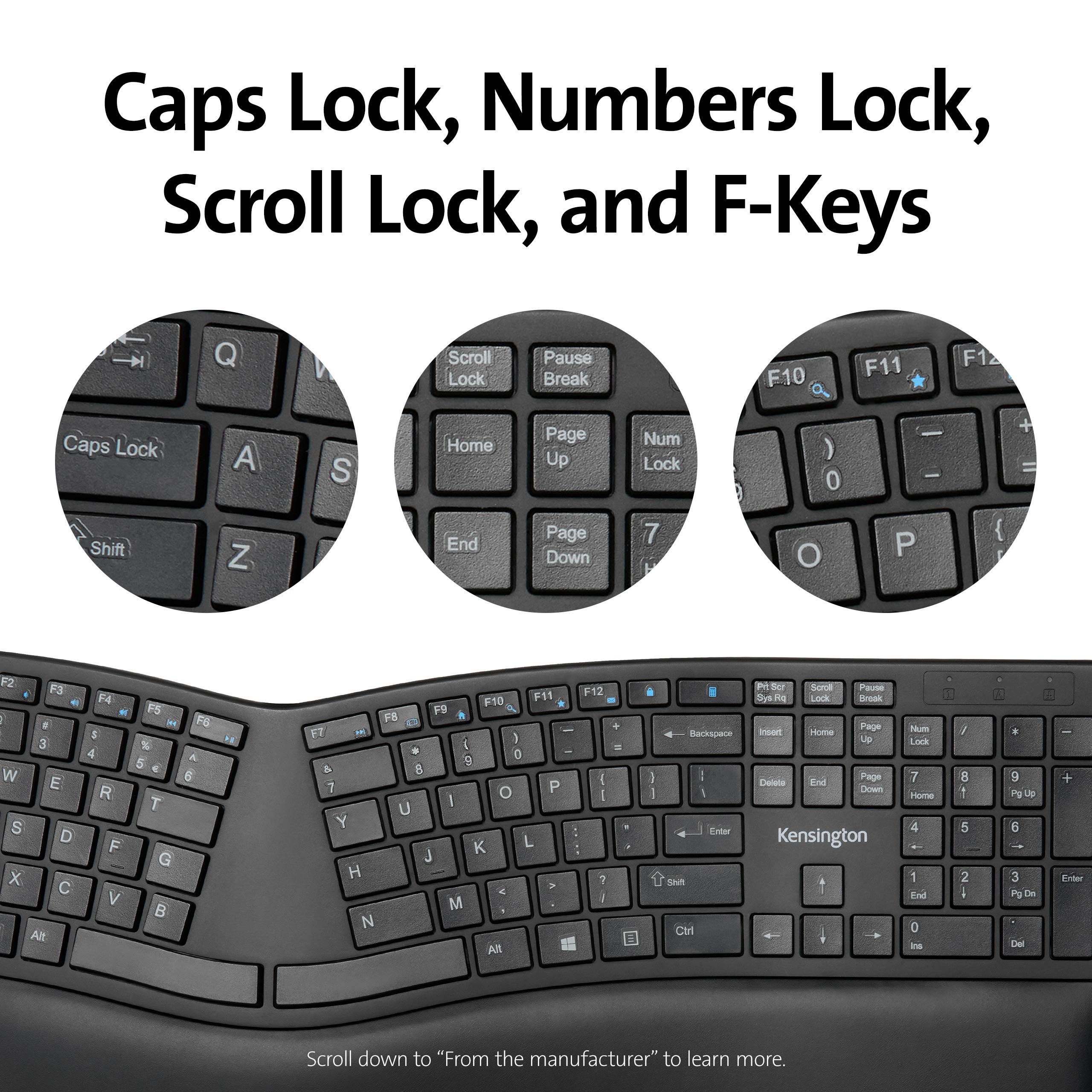 Kensington Pro Fit Ergonomic Wireless Keyboard and Mouse Combo - Black (K75406US) | Comfortable Typing for Office & Home Use | Ideal for Long Work Hours & Computer Workstations