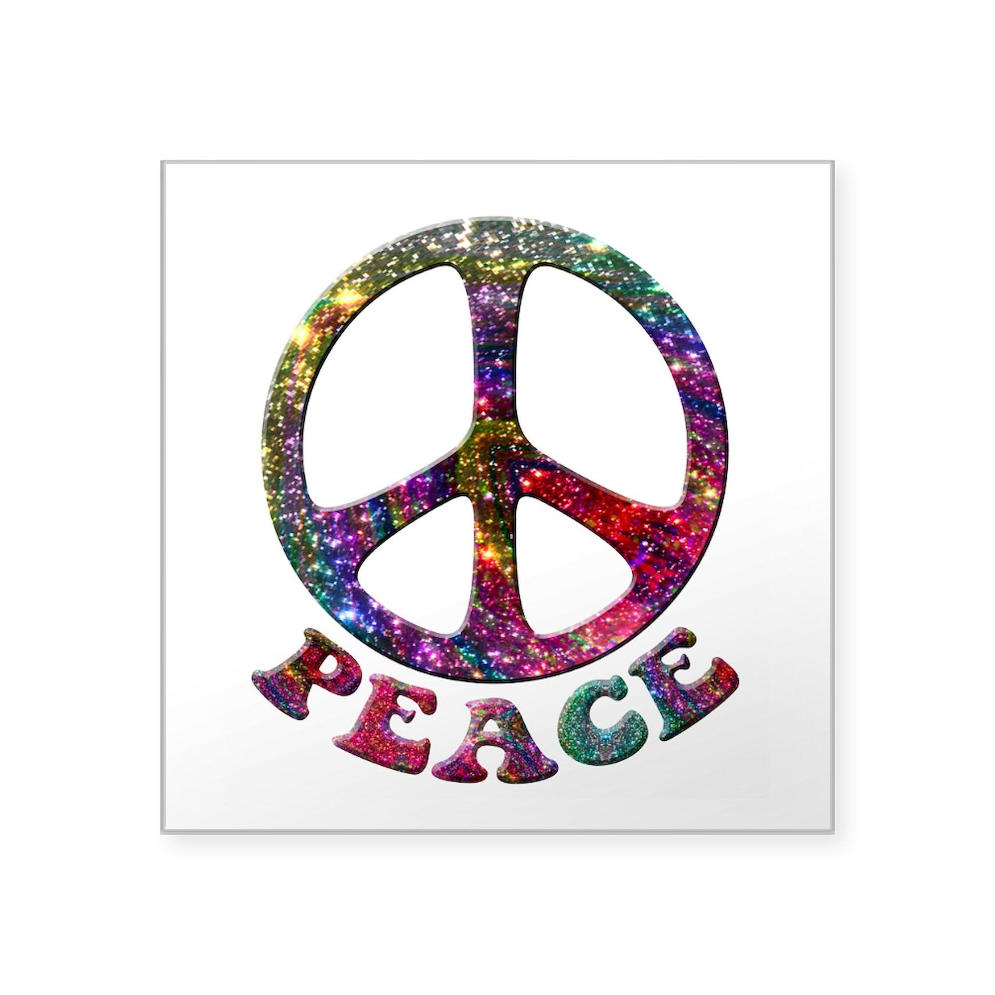 Jeweled Peace Symbol Car Sticker - 3x3 Inch Square Bumper Decal for Cars, Laptops & Windows | Waterproof Vinyl for Outdoor Use