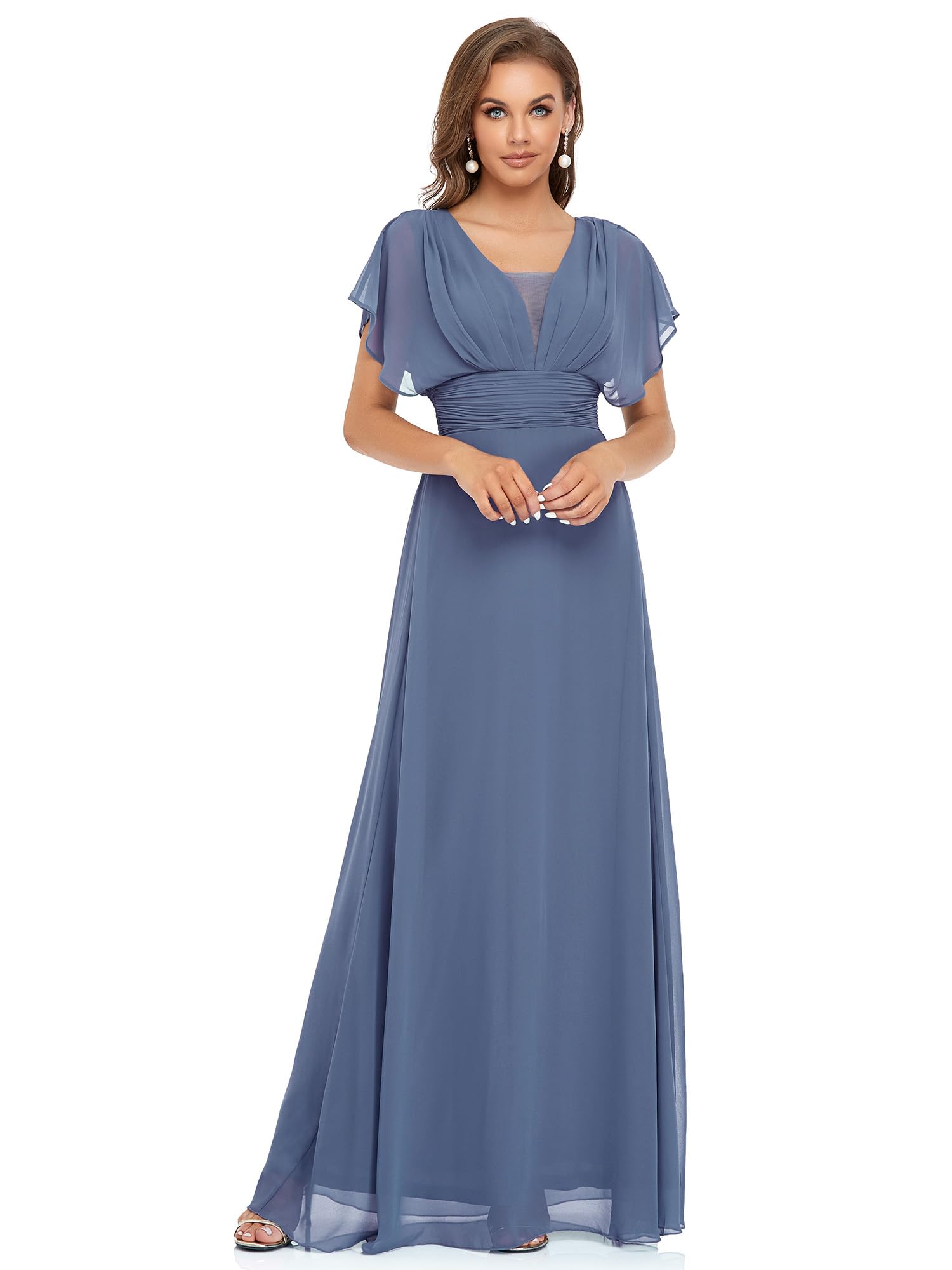 Ever-Pretty Women's Elegant V-Neck Formal Evening Dress 7851 - A-Line Floor Length Gown for Prom, Wedding Guest & Black Tie Events