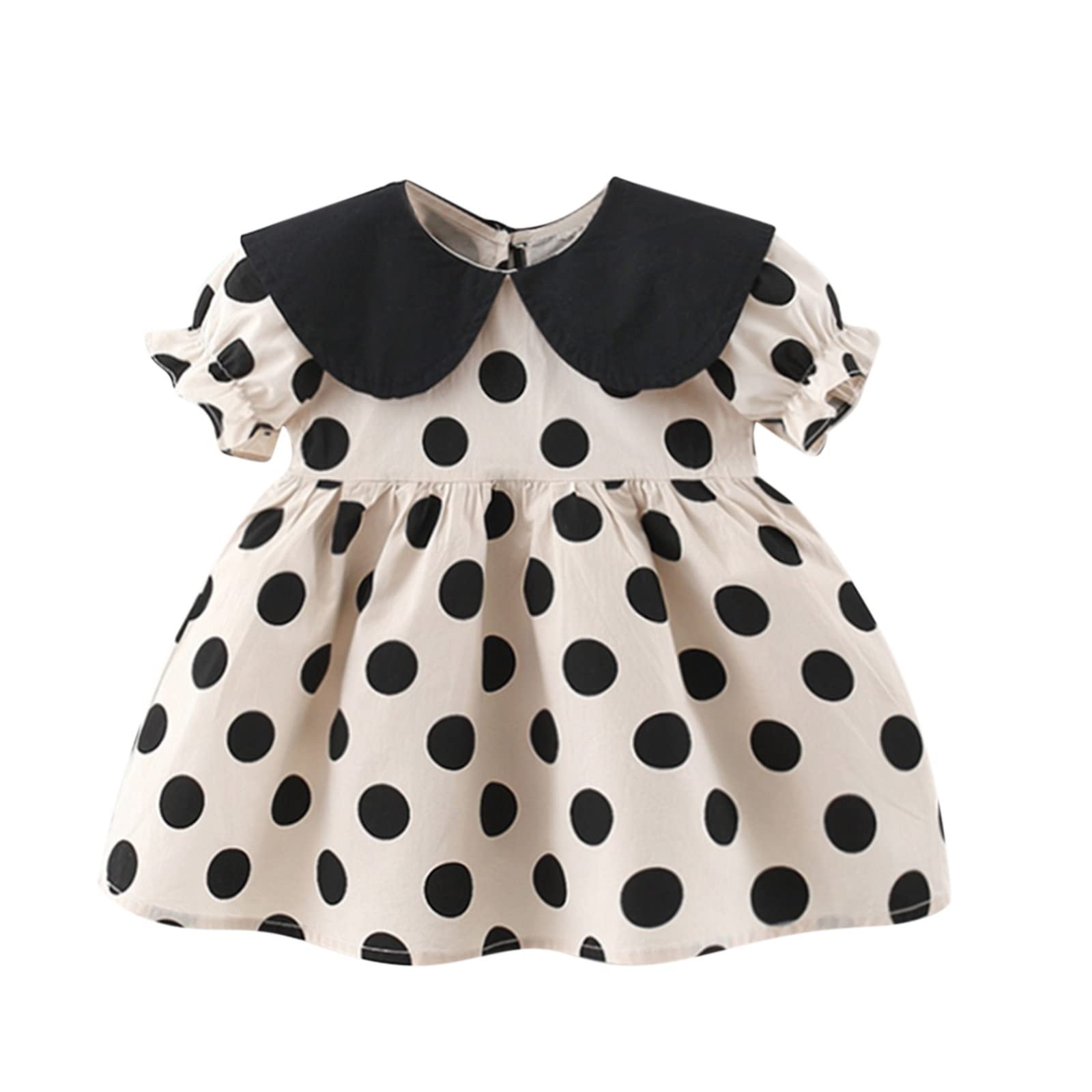 **Polka Dot Baby Girl Dress - Short Sleeve Summer Party & Casual Outfit for Toddlers (12-18 Months, Black) - Perfect for Birthdays, Playdates & Family Photos**