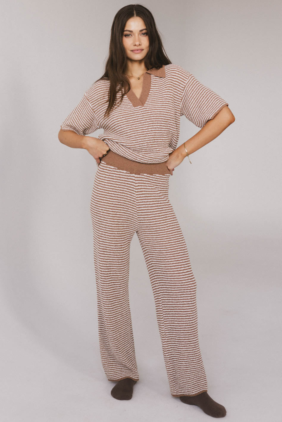 Matilda Striped Knit Pants for Women - Soft Comfortable Lounge Pants - Perfect for Yoga, Home Wear & Casual Outfits - FINAL SALE