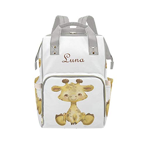 Custom Personalized 'Worth The Wait' Giraffe Diaper Backpack - Monogrammed Nursing Baby Bag with Name Embroidery | Stylish Nappy Backpack for Moms, Travel & Everyday Use | Perfect Baby Shower Gift for New Mothers