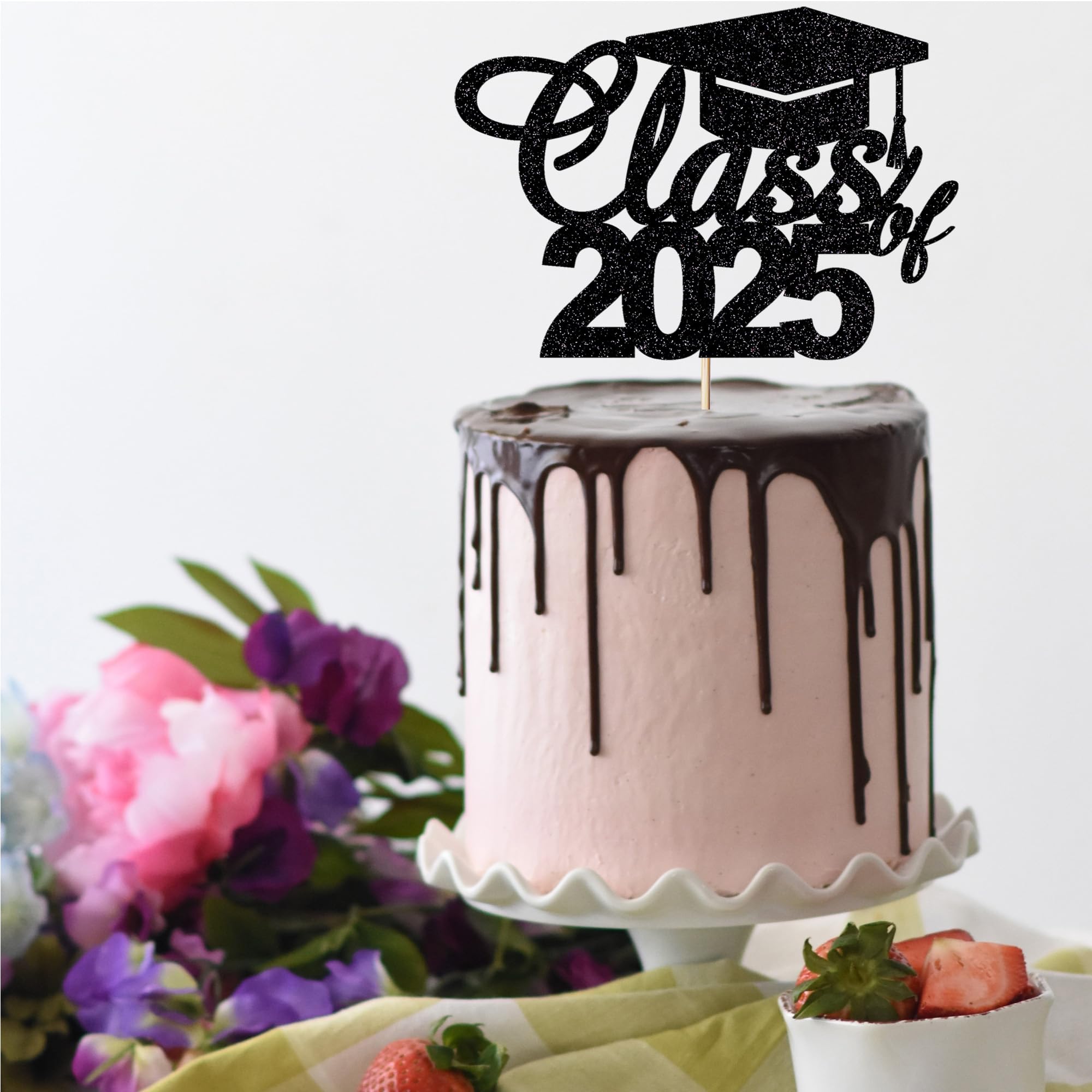 Class of 2025 Graduation Cake Topper - Elegant Black Ceremony Cake Decoration for Graduation Parties & Celebrations | Perfect for High School & College Graduation Cakes