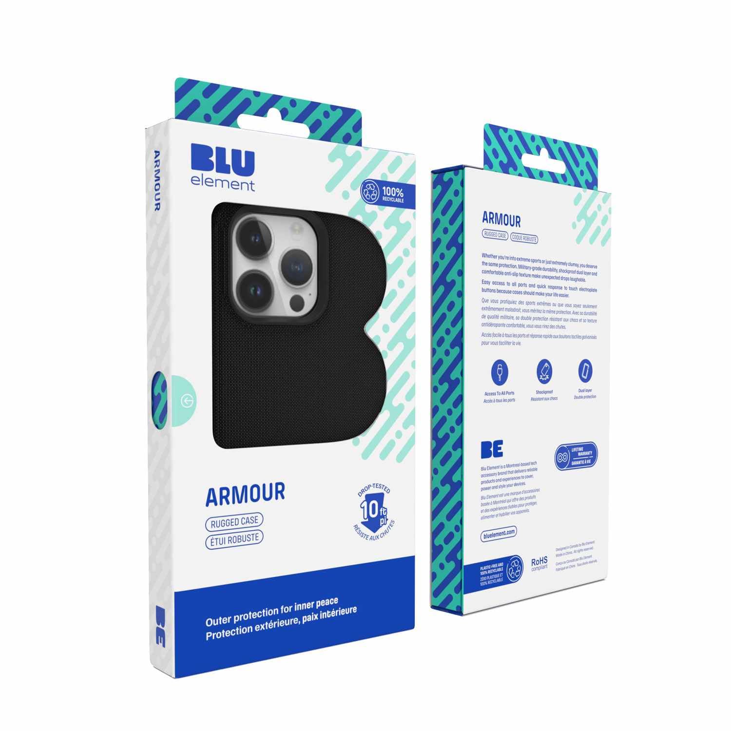 Blu Element iPhone 15 Pro Max Case - Rugged & Lightweight Protective Cover with Quick Response Electroplated Buttons | Shockproof Armor Design | Magsafe Compatible for iPhone 15 Pro Max (Black) | Perfect for Outdoor Adventures & Daily Protection