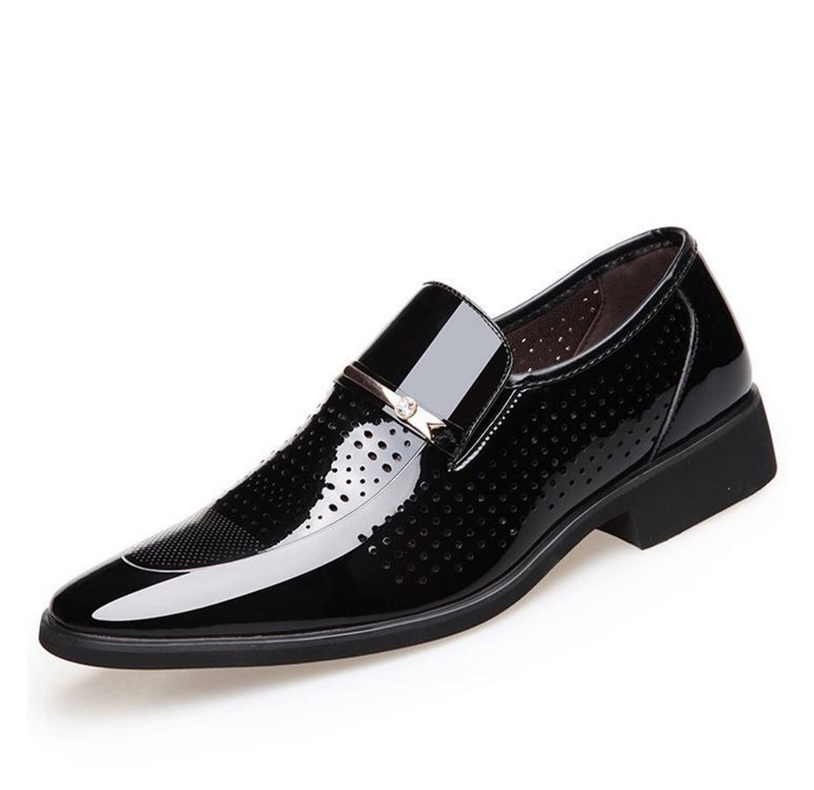 JRTGHNF Men's Breathable PU Dress Shoes - Hollow Out Formal Flats for Business, Wedding & Casual Wear | Comfortable Office & Special Occasion Footwear