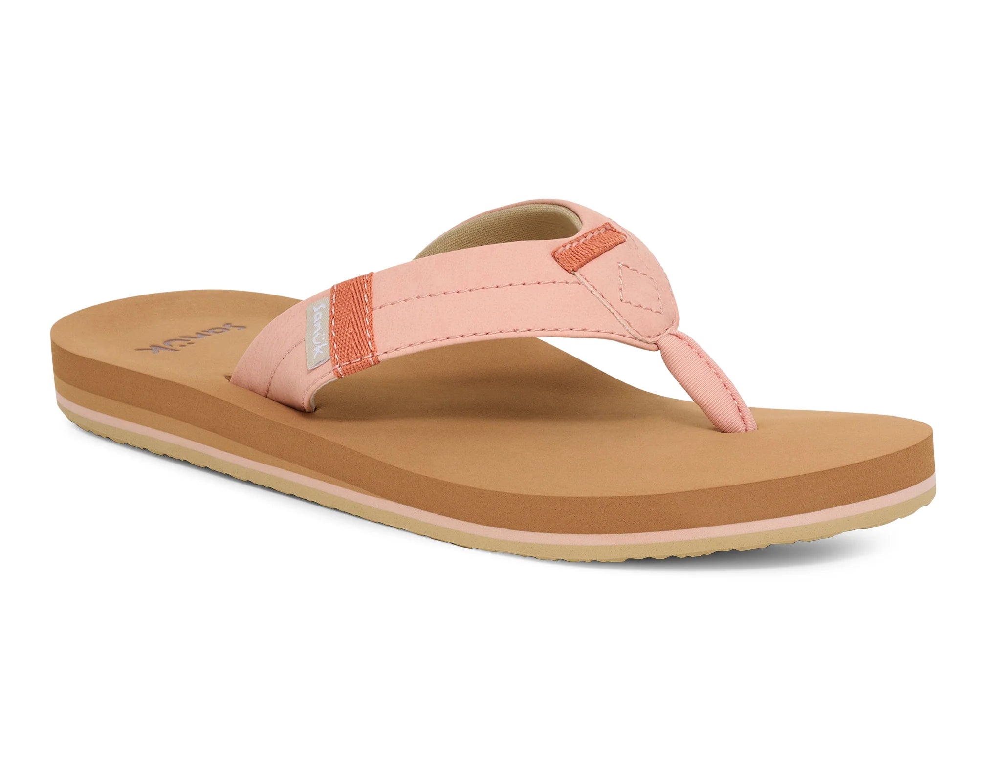 Sanuk Women's Sawyer Sandals - Comfortable Tan Leather Flip Flops for Beach, Travel & Casual Wear
