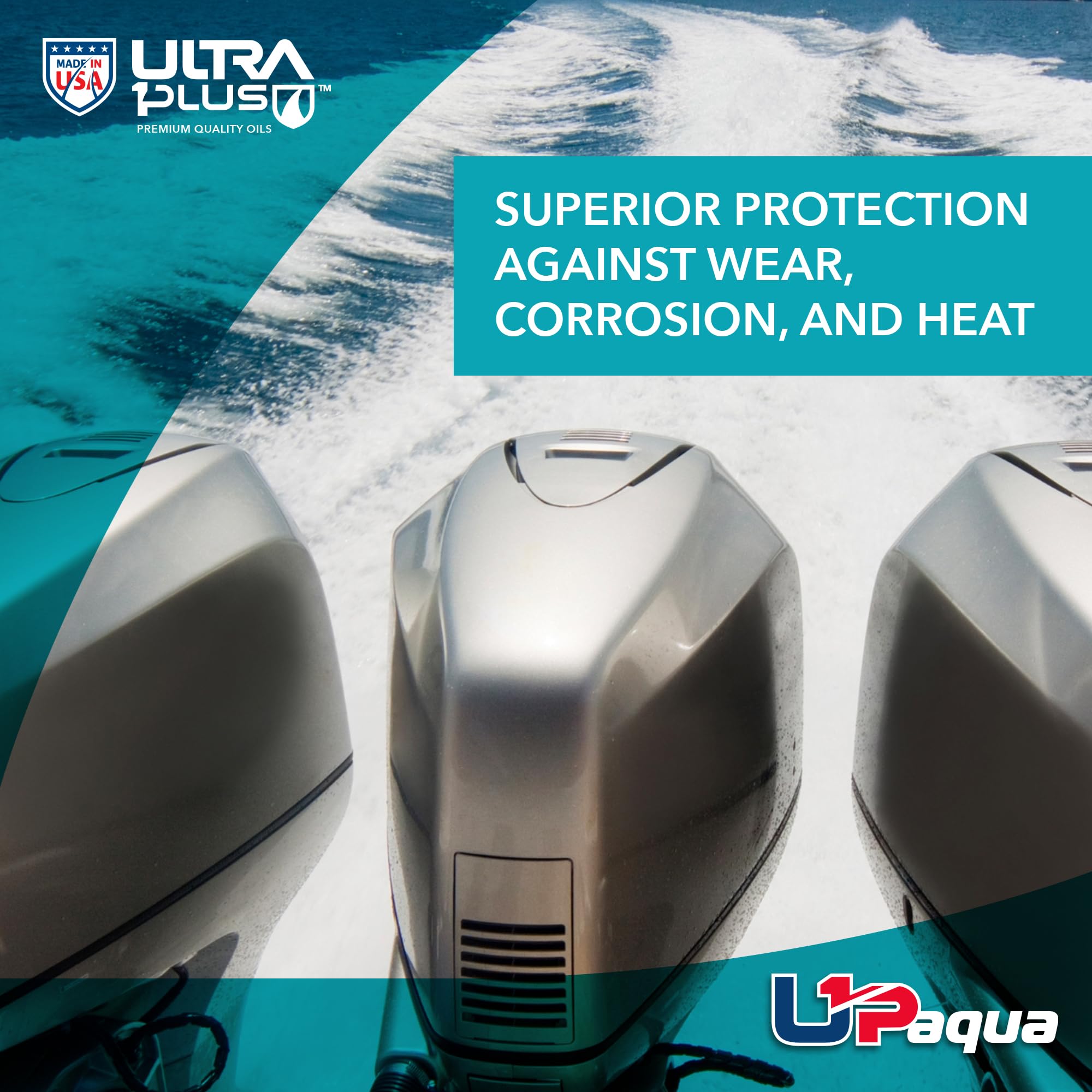 Premium U1P-Aqua SAE 25W-40 Synthetic Blend 4T Marine Engine Oil - NMMA FC-W Certified (4 Gallon) for Outboard Motors, Jet Skis & Marine Engines - Ideal for Saltwater & Freshwater Boating