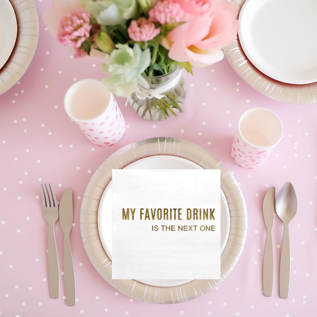 **Andaz Press Gold Foil Funny Cocktail Napkins - 