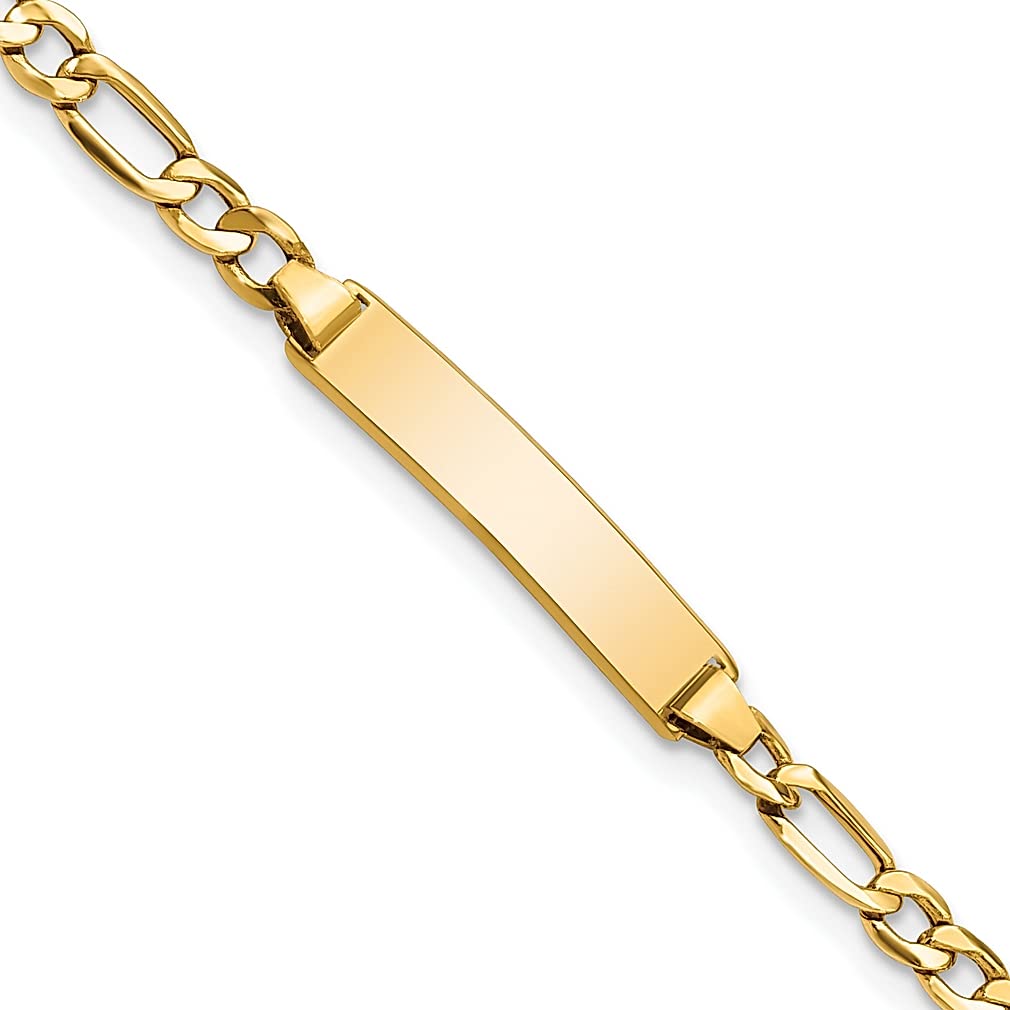 14K Yellow Gold Figaro Link ID Bracelet - 6 Inch Women's Fine Jewelry, Elegant Gift for Her - Perfect for Anniversaries, Birthdays & Special Occasions