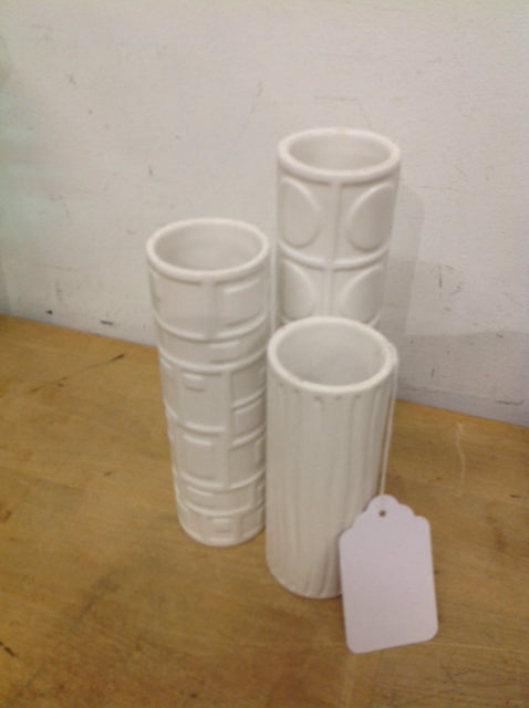 3-Piece White Ceramic Vase Set for Home Decor, Wedding Centerpieces, and Tabletop Display