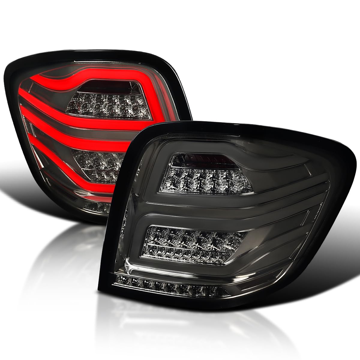 Spec-D Tuning Smoke LED Tail Lights for 2006-2011 Mercedes-Benz W164 ML-Class - Left & Right Pair Assembly - Enhanced Night Visibility & Style Upgrade for SUV