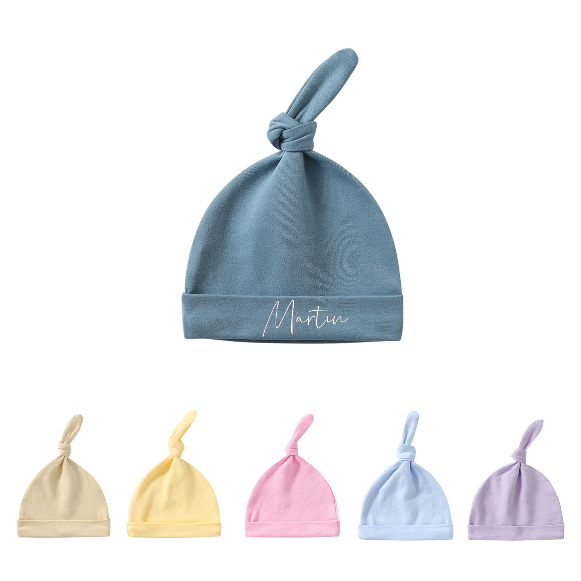 Custom Embroidered Baby Hat for Boys & Girls 0-24 Months | Personalized Newborn Beanie | Baby Shower Gift & Keepsake | Soft Gray-Blue Infant Hat for Photo Shoots & Special Occasions