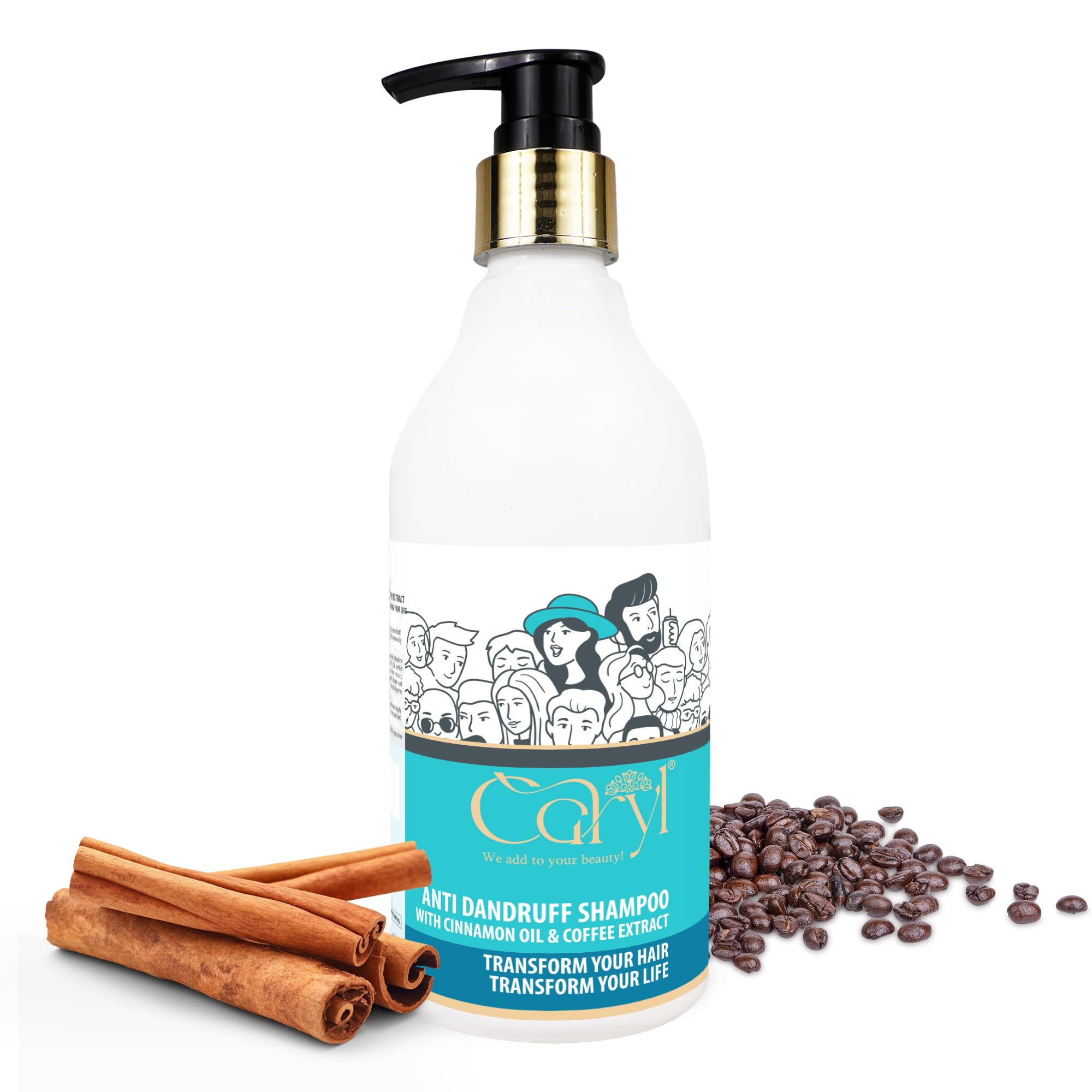 Anti Dandruff Shampoo with Cinnamon Oil & Coffee Extract - Clears Dandruff, Soothes Scalp Irritation for Men & Women - 300ml | Perfect for Daily Hair Care & Scalp Treatment