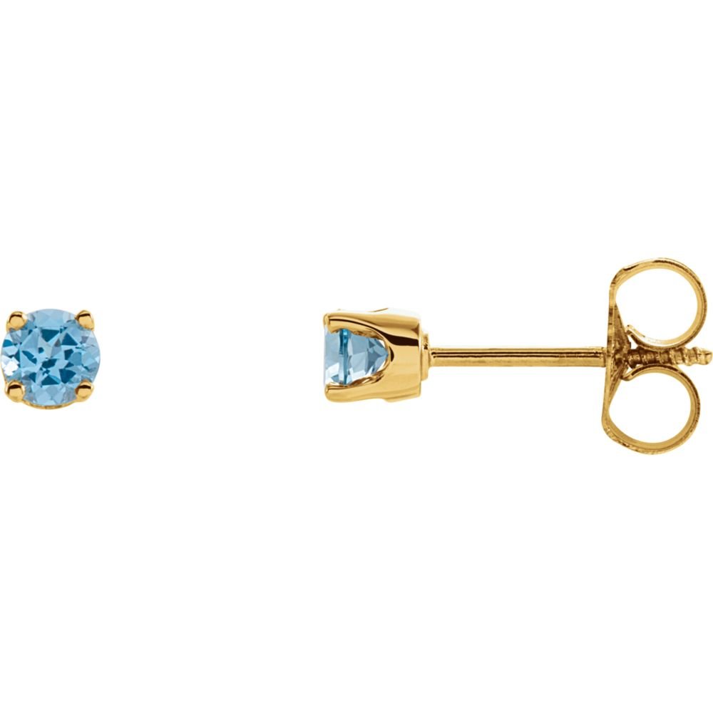 14K Yellow Gold Swiss Blue Topaz Polished Stud Earrings for Women - Elegant Jewelry Gift for Birthday, Anniversary & Special Occasions - Perfect for Parties, Weddings & Everyday Wear