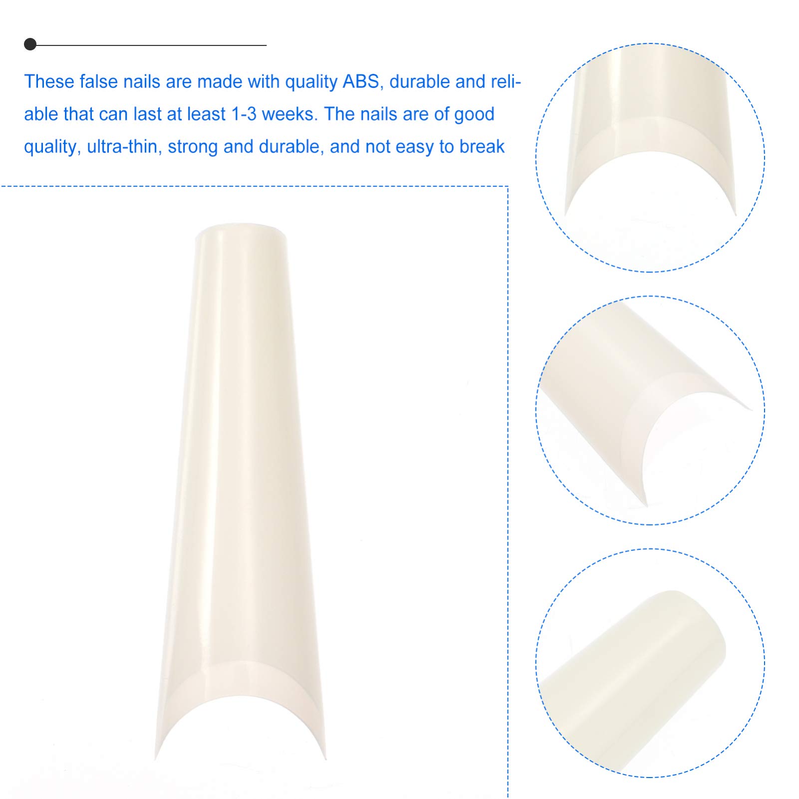 Minkissy 500pcs French False Nails - Acrylic Stiletto Fake Nail Tips with Gel for Manicure | Perfect for Parties, Weddings, and Special Occasions