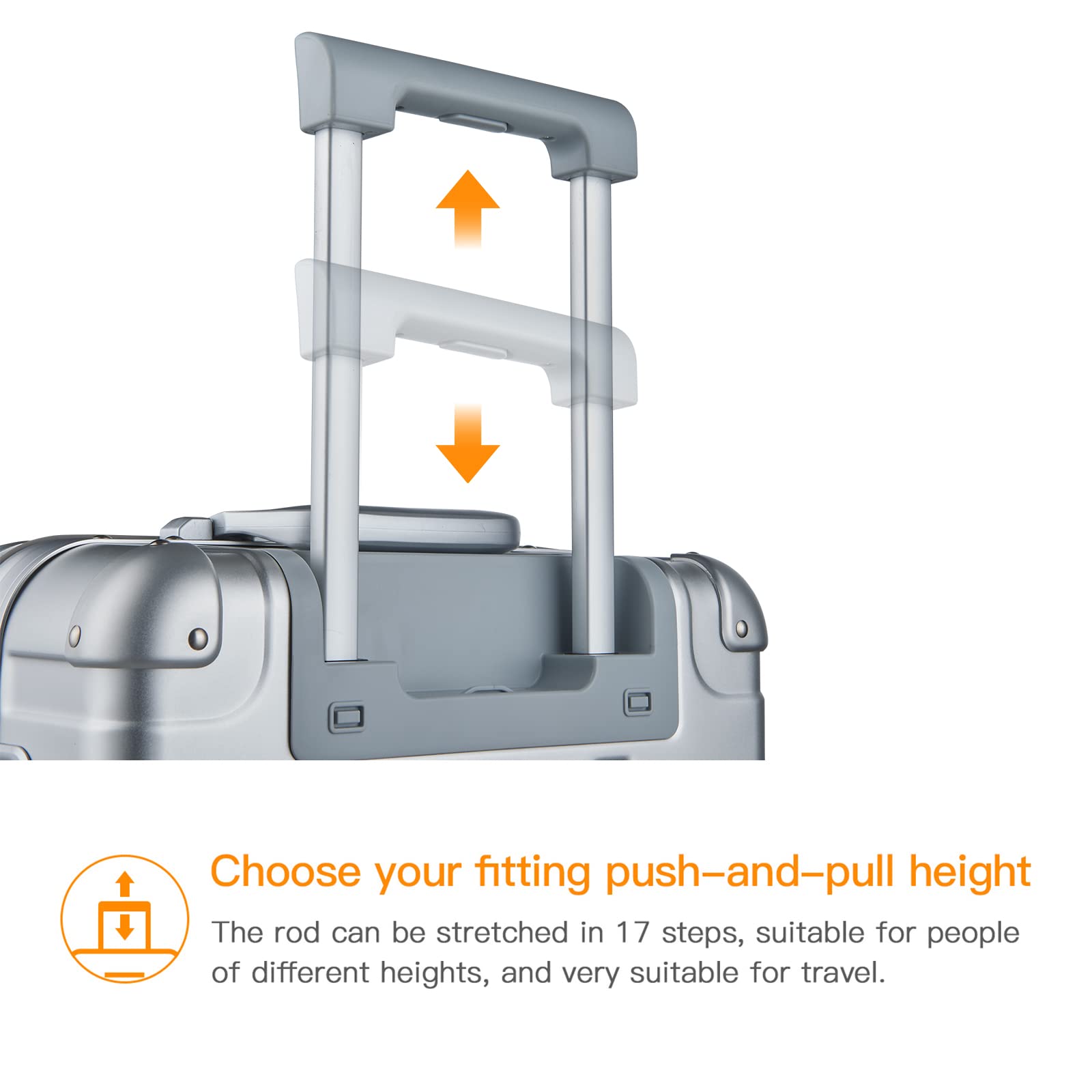 20/24 Inch Lightweight Aluminum Magnesium Alloy Carry-On Luggage - TSA Approved Hard Shell Spinner Suitcase with Built-In Lock, Zipperless Design - Smooth Rolling Wheels for Effortless Travel (Silver, C-20inch) - Ideal for Business Travel, Weekend Trips & Airplane Cabin Use