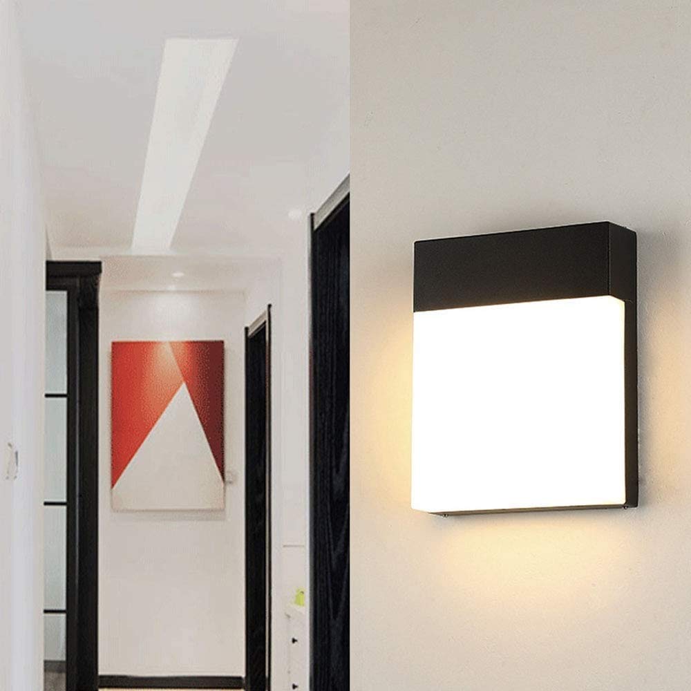 Waterproof LED Wall Sconce Light with Motion Sensor - White Outdoor Wall Mounted Fixture for Garden, Bathroom & Balcony | Energy-Efficient Cool White Lighting with Lampshade | Weatherproof Exterior Security Light