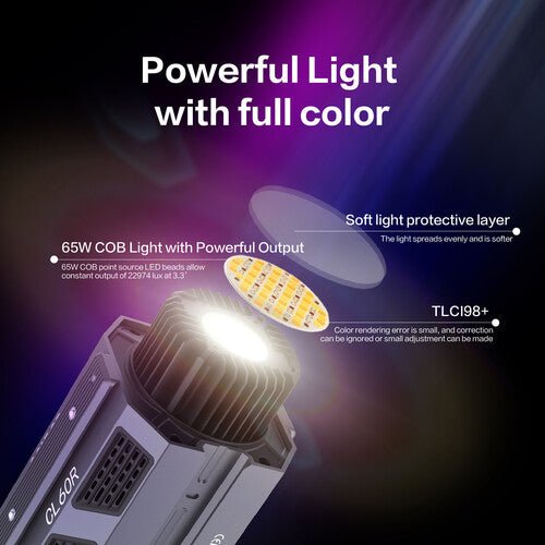 COLBOR CL60R RGB COB LED Monolight - Professional Continuous Lighting for Photography, Videography & Studio - Perfect for YouTube, TikTok, Live Streaming & Portrait Shooting