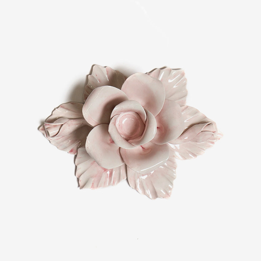 Bitossi Home Rose Ceramic Candle Holder - Elegant Table Decor for Dining Room, Living Room, Wedding Centerpiece & Romantic Ambiance