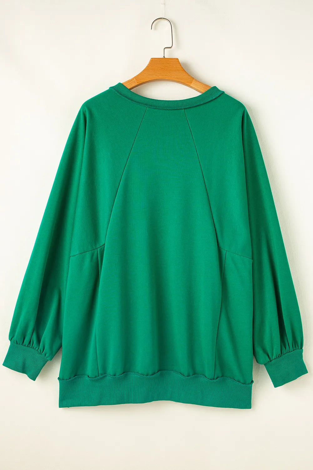Plus Size Women's Cutout Hem Notched Long Sleeve Sweatshirt | Trendy Oversized Pullover for Casual Wear & Layering | Perfect for Fall Outfits, Coffee Dates & Weekend Errands