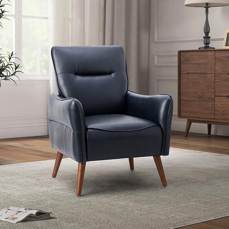 Clara Vegan Leather Armchair - Modern PU Leather Lounge Chair for Living Room, Office & Bedroom - Comfortable Mid-Century Style Accent Chair with Sturdy Metal Legs